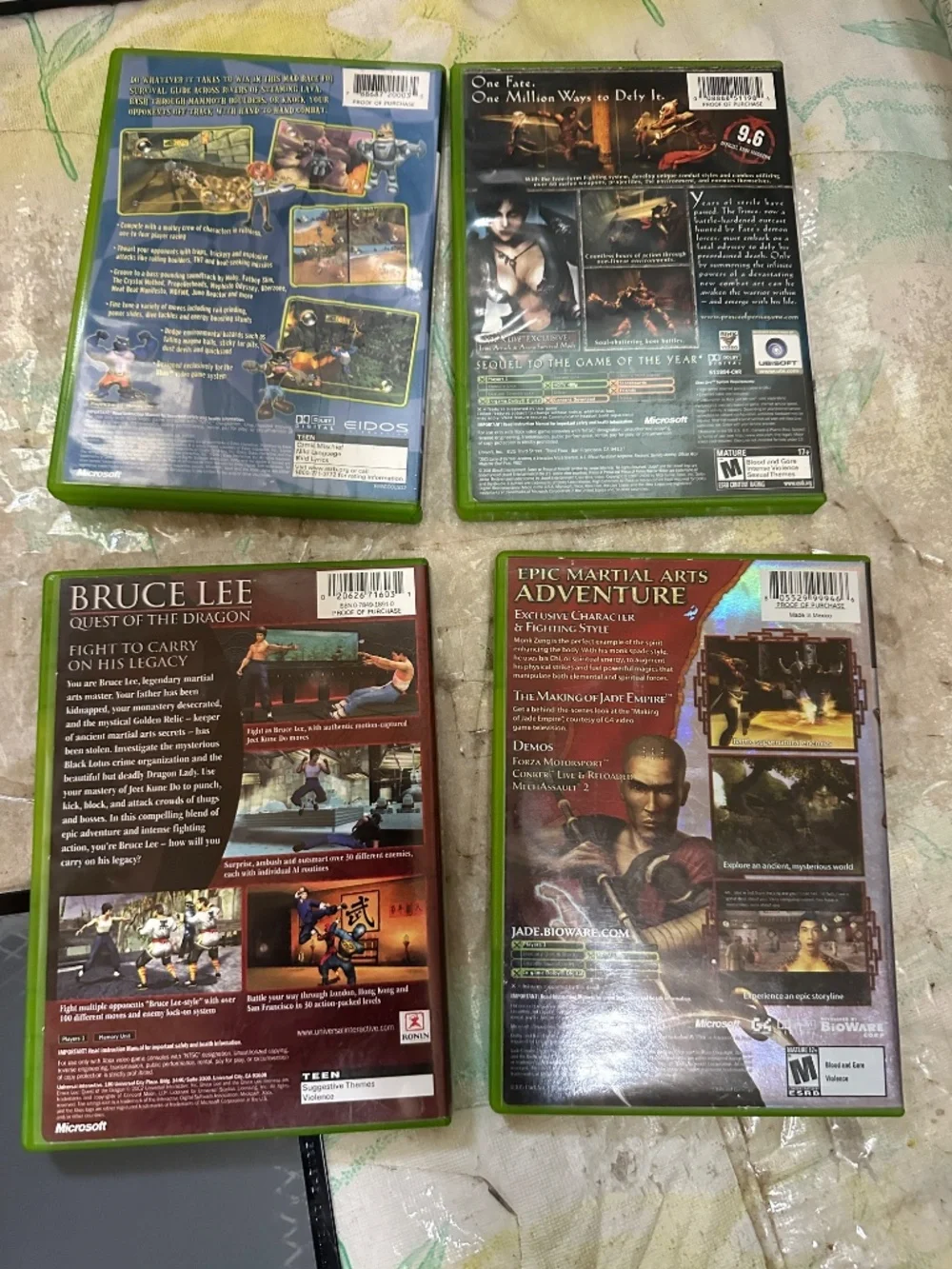 Lot of 4 Xbox Games Mad Dash Racing Prince of Persia Bruce Lee Jade Empire
